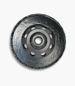 Back view of a 100mm steel turbo diamond cup wheel, showing the M14 threaded arbor for a secure fit on professional angle grinders.