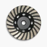 Front view of a heavy-duty 100mm steel turbo diamond cup wheel, showing the continuous turbo rim for a smooth finish on concrete and masonry.