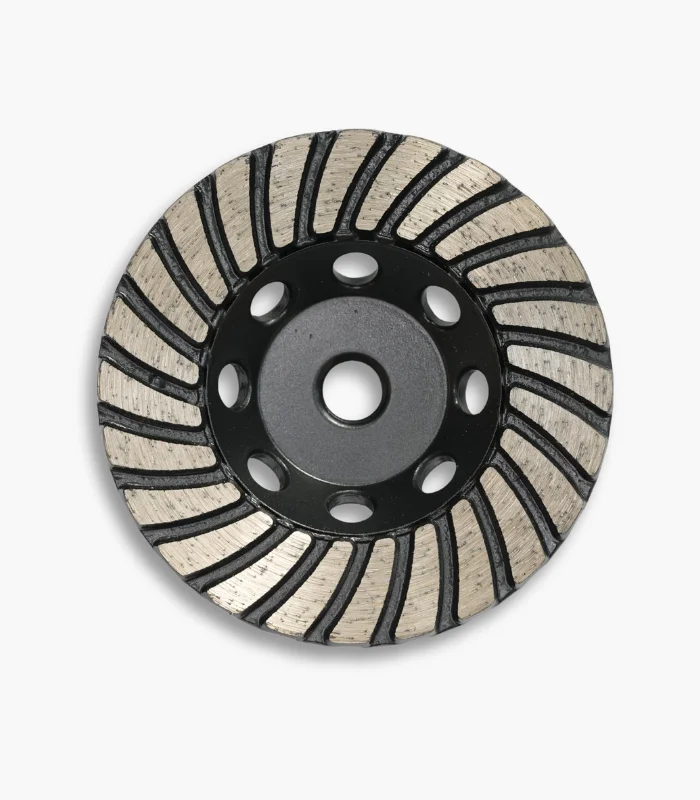 Front view of a heavy-duty 100mm steel turbo diamond cup wheel, showing the continuous turbo rim for a smooth finish on concrete and masonry.