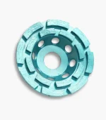 Side profile view of a 100mm double row diamond cup wheel, showing the two rows of diamond segments for aggressive grinding.